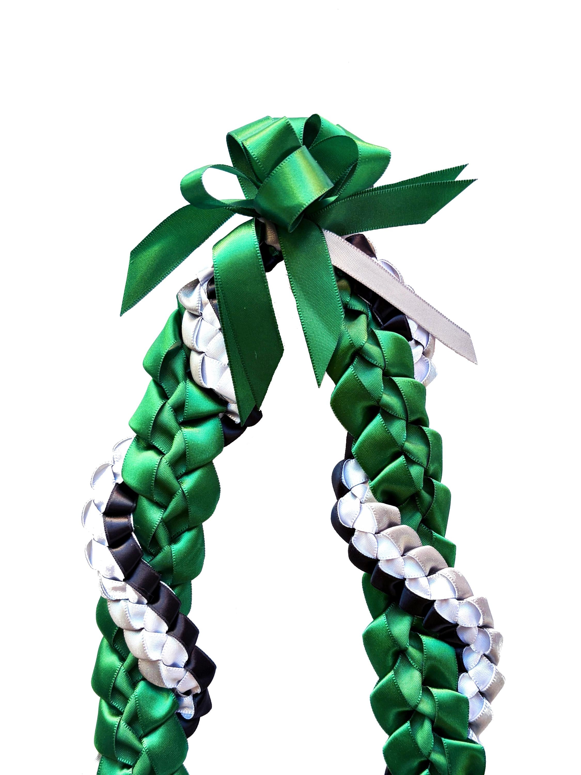 Forest Green, Black, Gray and White Wrap Ribbon Lei