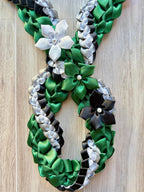 Forest Green, Black, Gray and White Wrap Ribbon Lei