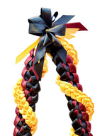 Burgundy, Black and Gold Wrap Ribbon Lei
