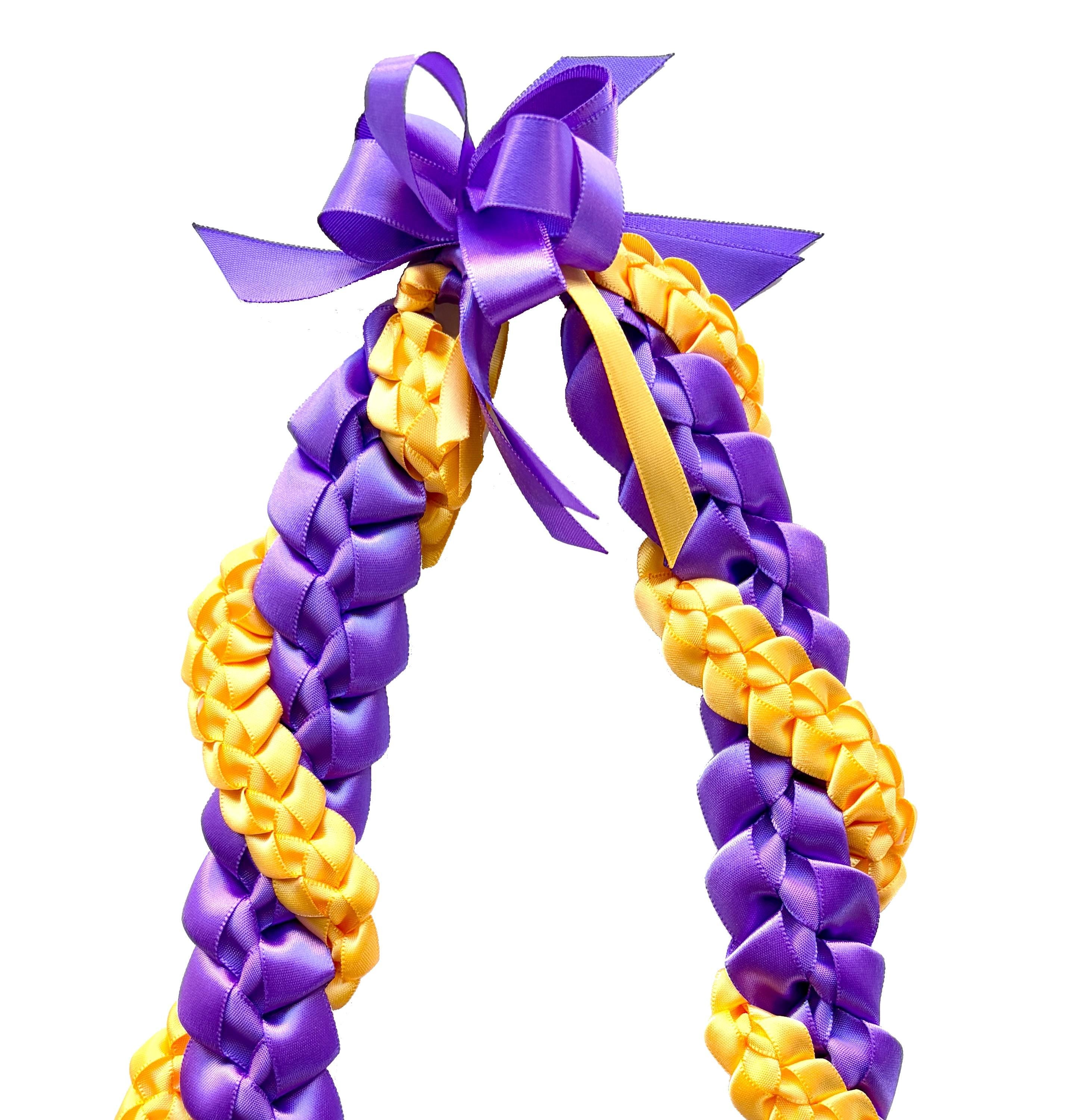 Dark Purple and Gold Wrap Ribbon Lei