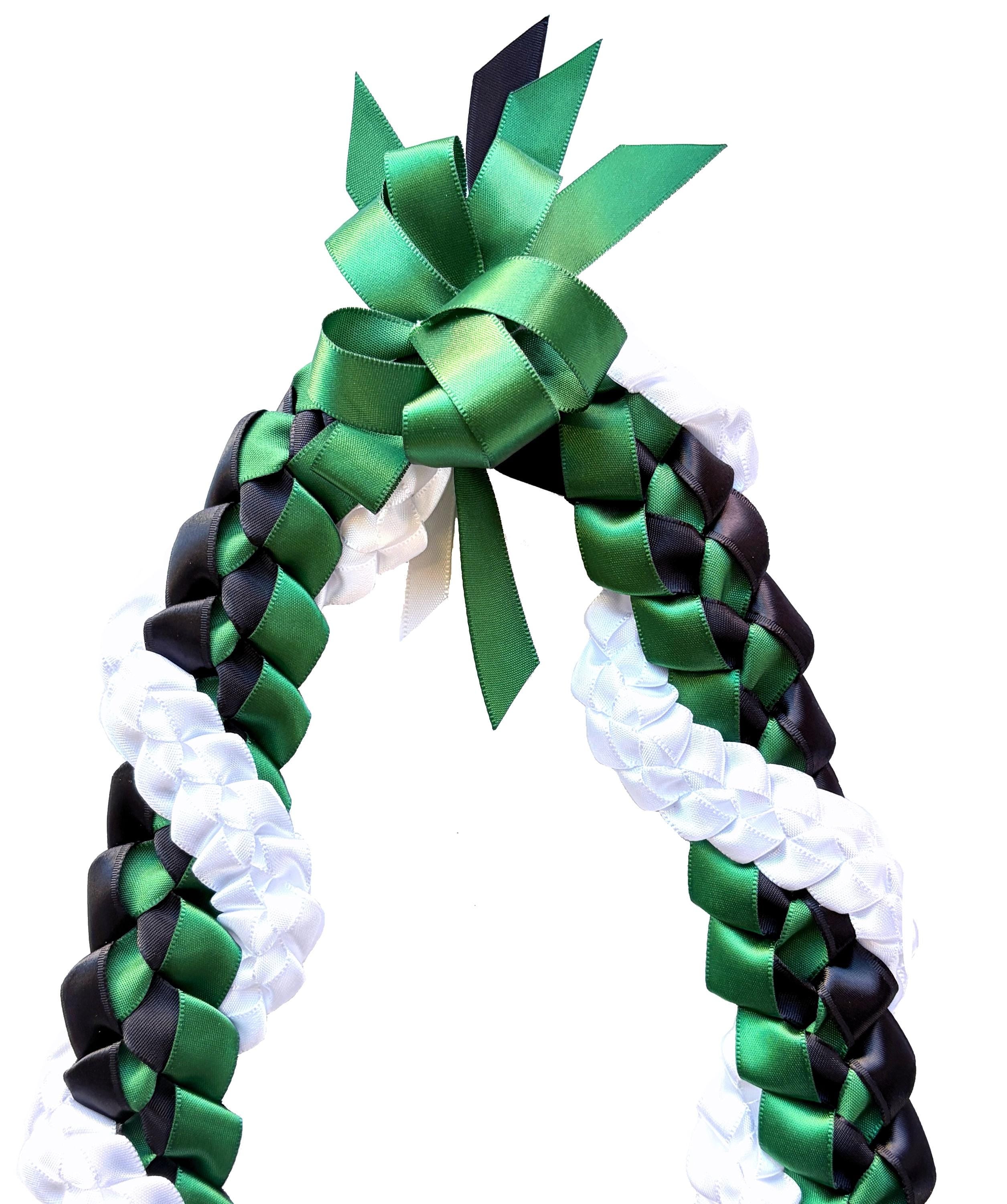 Forest Green, Black and White Wrap Ribbon Lei