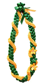 Forest Green and Gold Wrap Ribbon Lei