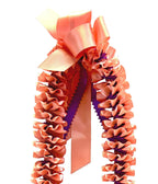 Coral and Purple Plumeria Ribbon Lei