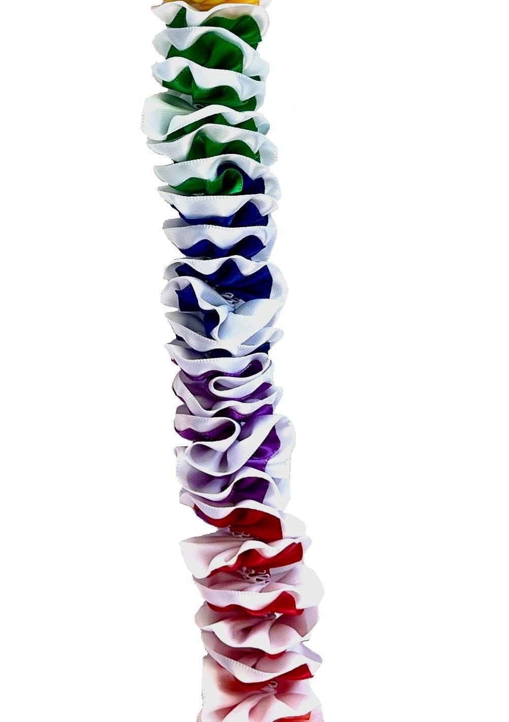 Rainbow Plumeria Ribbon Lei