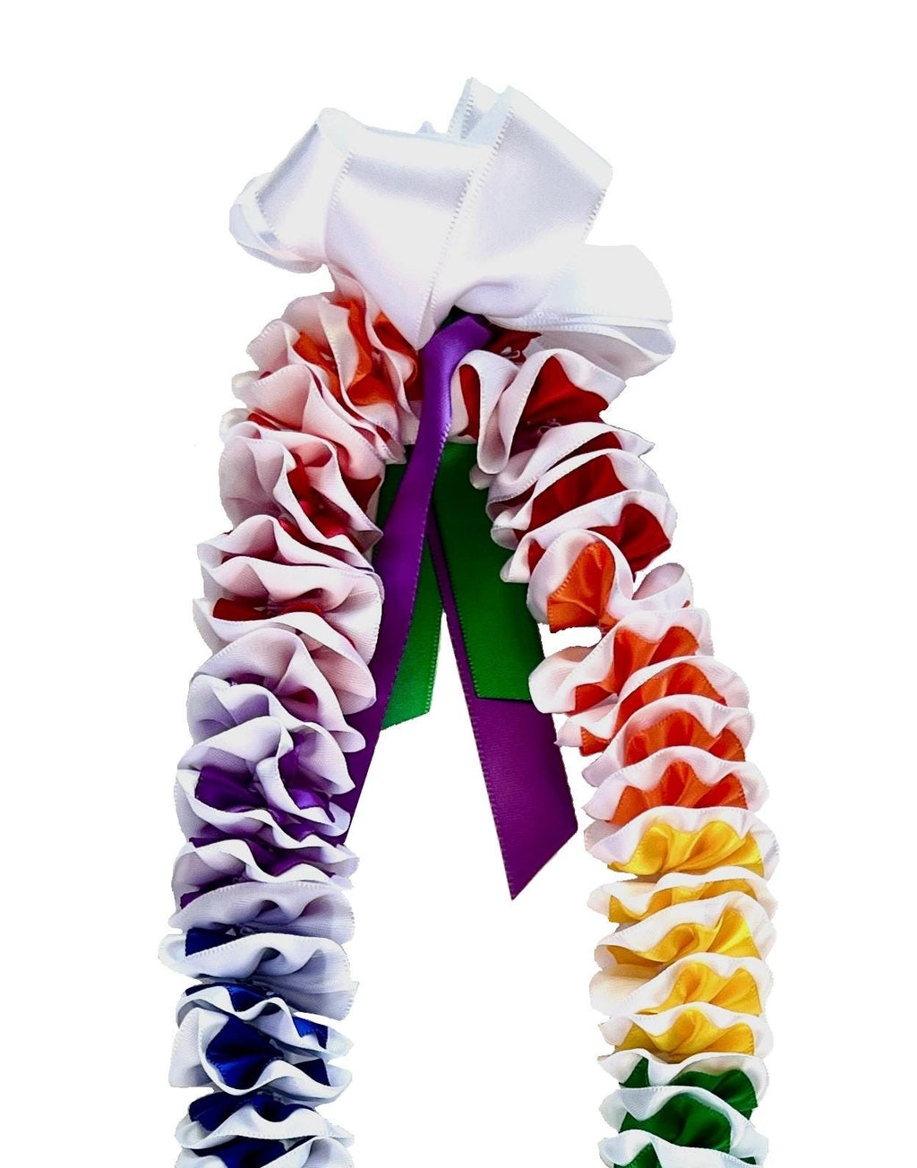 Rainbow Plumeria Ribbon Lei