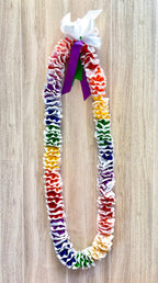 Rainbow Plumeria Ribbon Lei