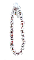 White and Rainbow Grosgrain Plumeria Ribbon Lei