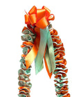 Glittery Mint and Orange Plumeria Ribbon Lei