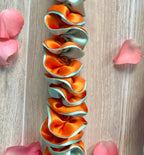 Glittery Mint and Orange Plumeria Ribbon Lei