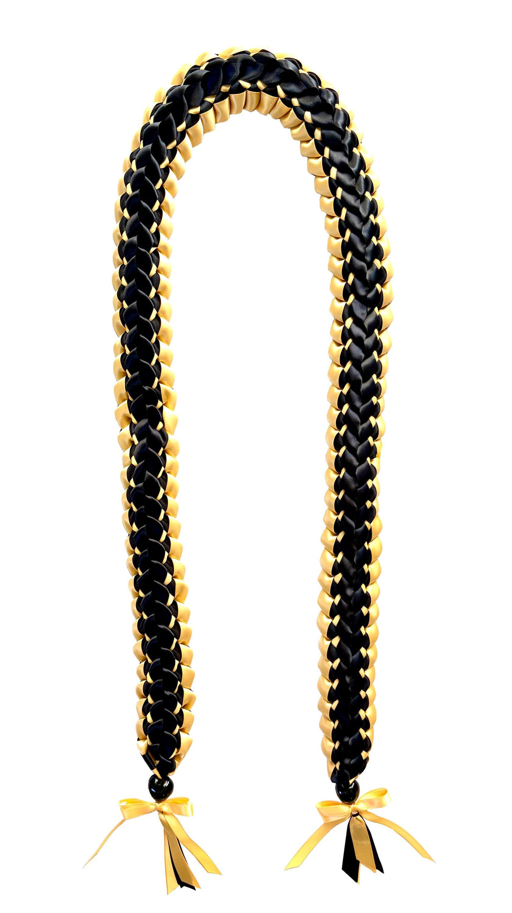 Black and Gold Open Ribbon Lei
