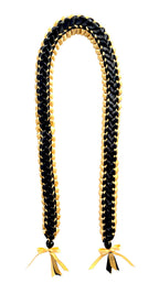 Black and Gold Open Ribbon Lei