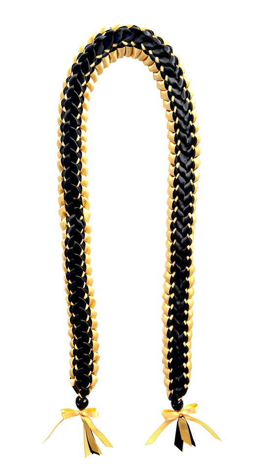Black and Gold Open Ribbon Lei