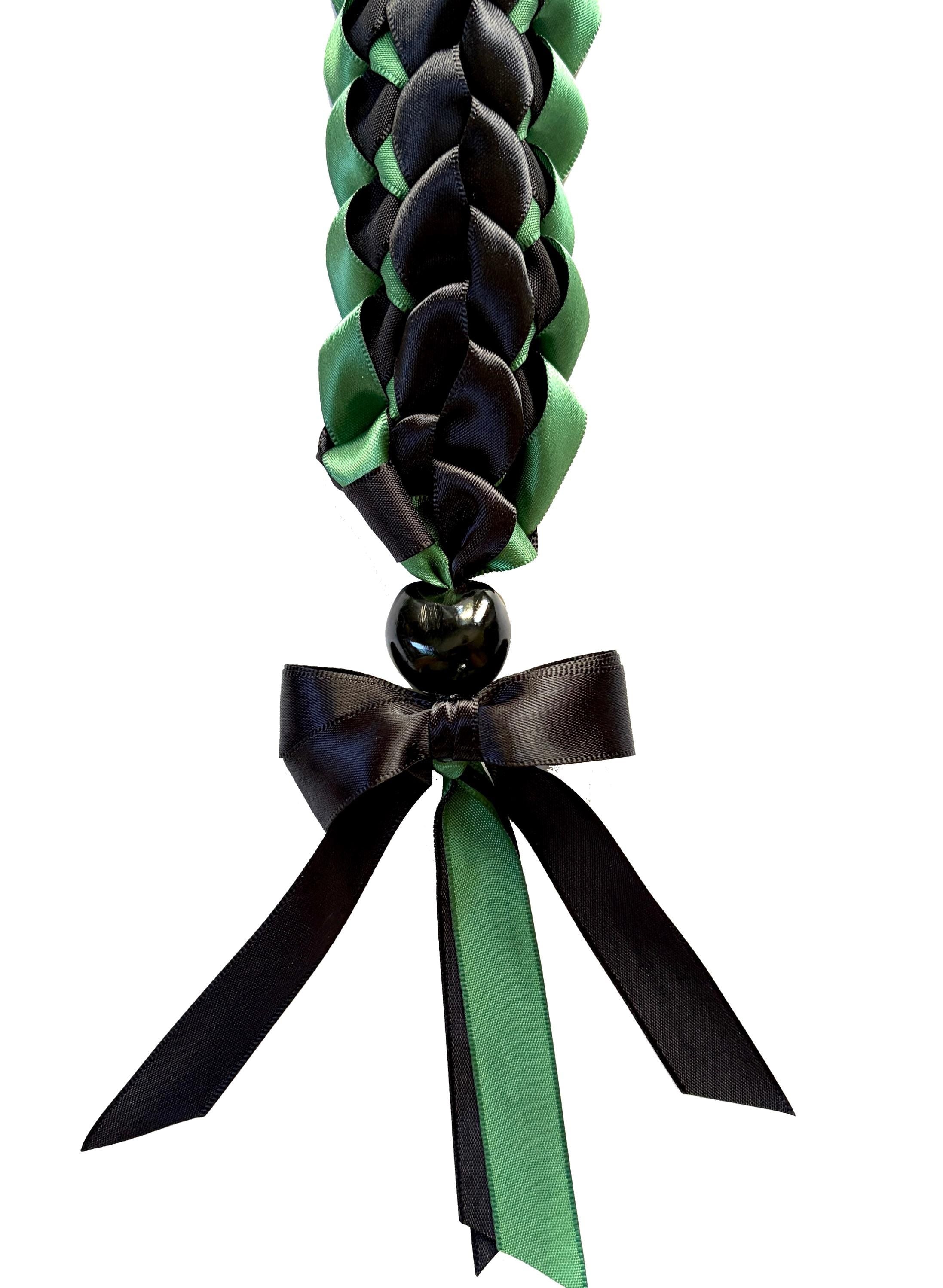 Forest Green and Black Open Ribbon Lei
