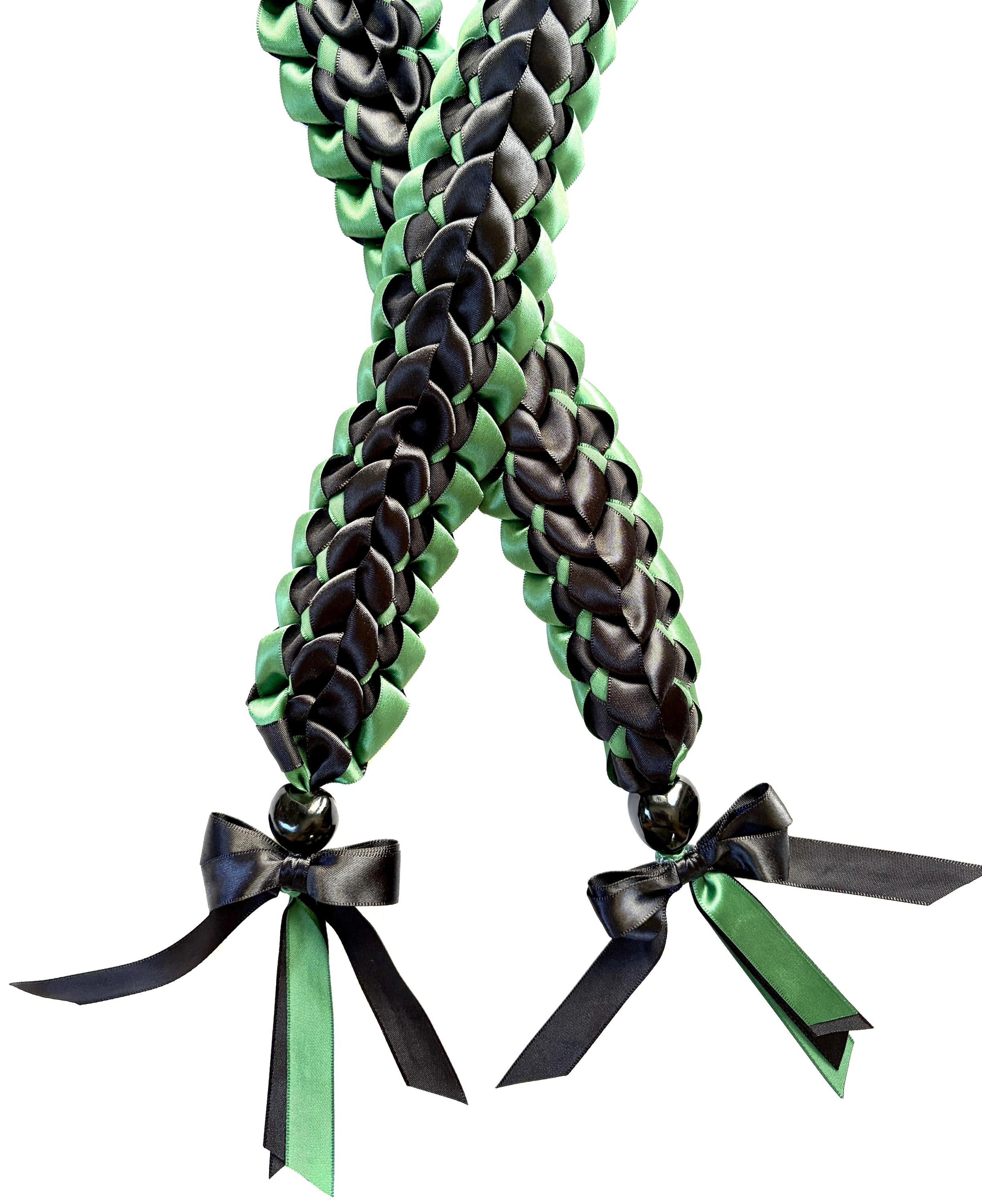 Forest Green and Black Open Ribbon Lei