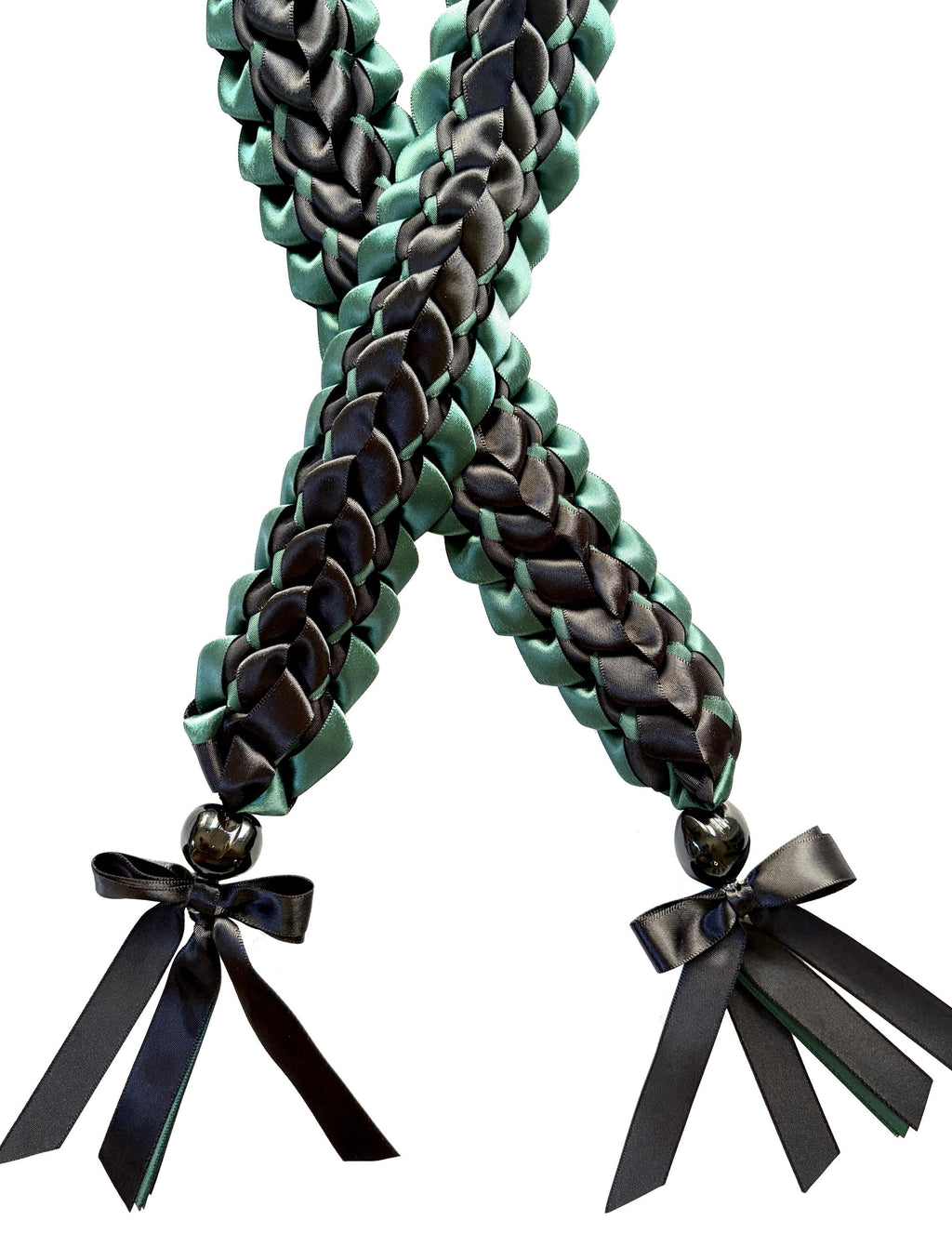 Hunter Green and Black Open Ribbon Lei