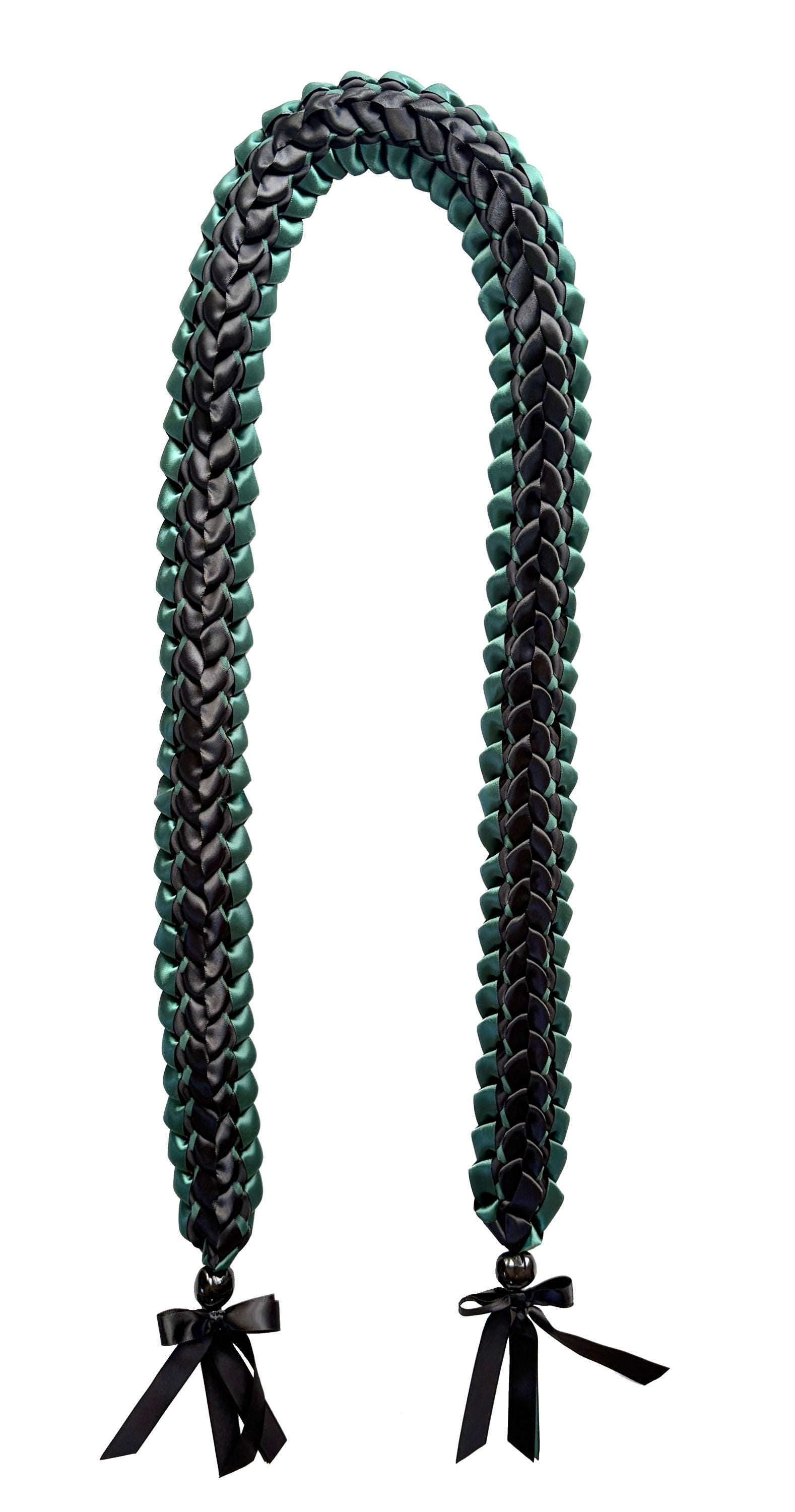 Hunter Green and Black Open Ribbon Lei