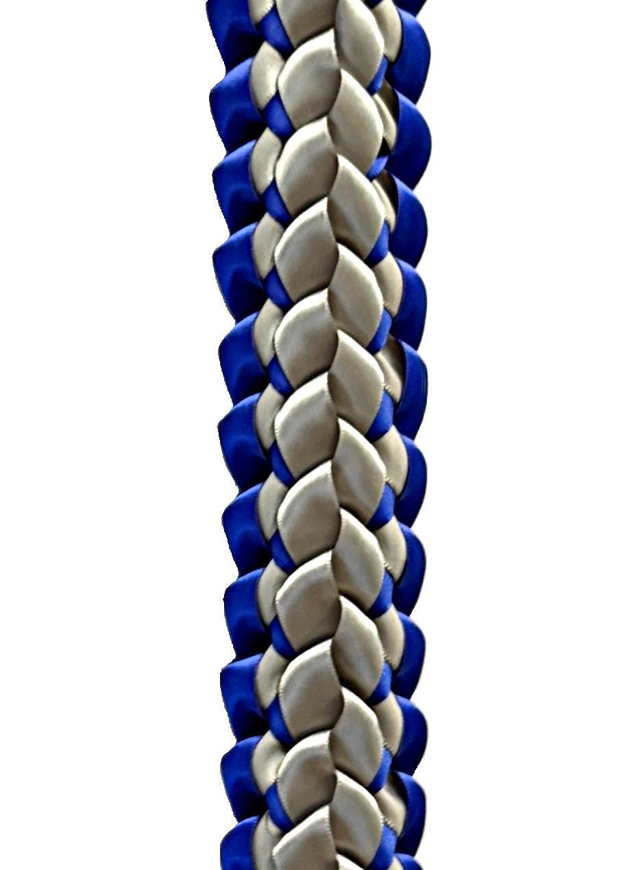 Royal Blue and Silver Open Ribbon Lei