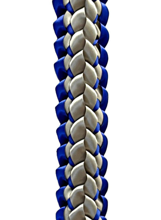 Royal Blue and Silver Open Ribbon Lei