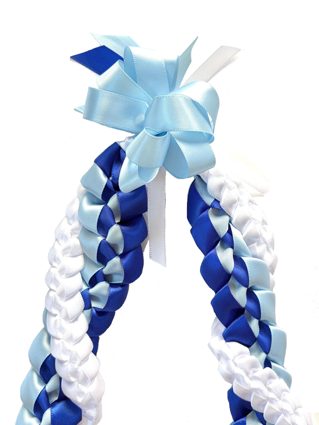 Royal Blue, Light Blue, and White Wrap Ribbon Lei