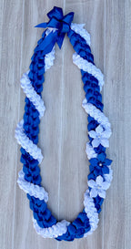 Royal Blue and White Wrap Ribbon Lei
