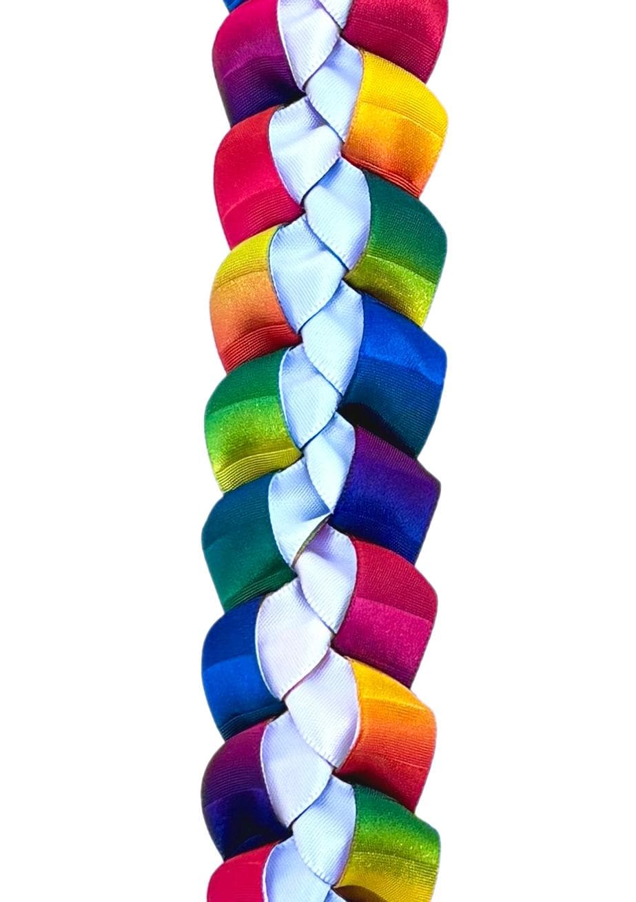 Rainbow and White 5/8" Ribbon Lei