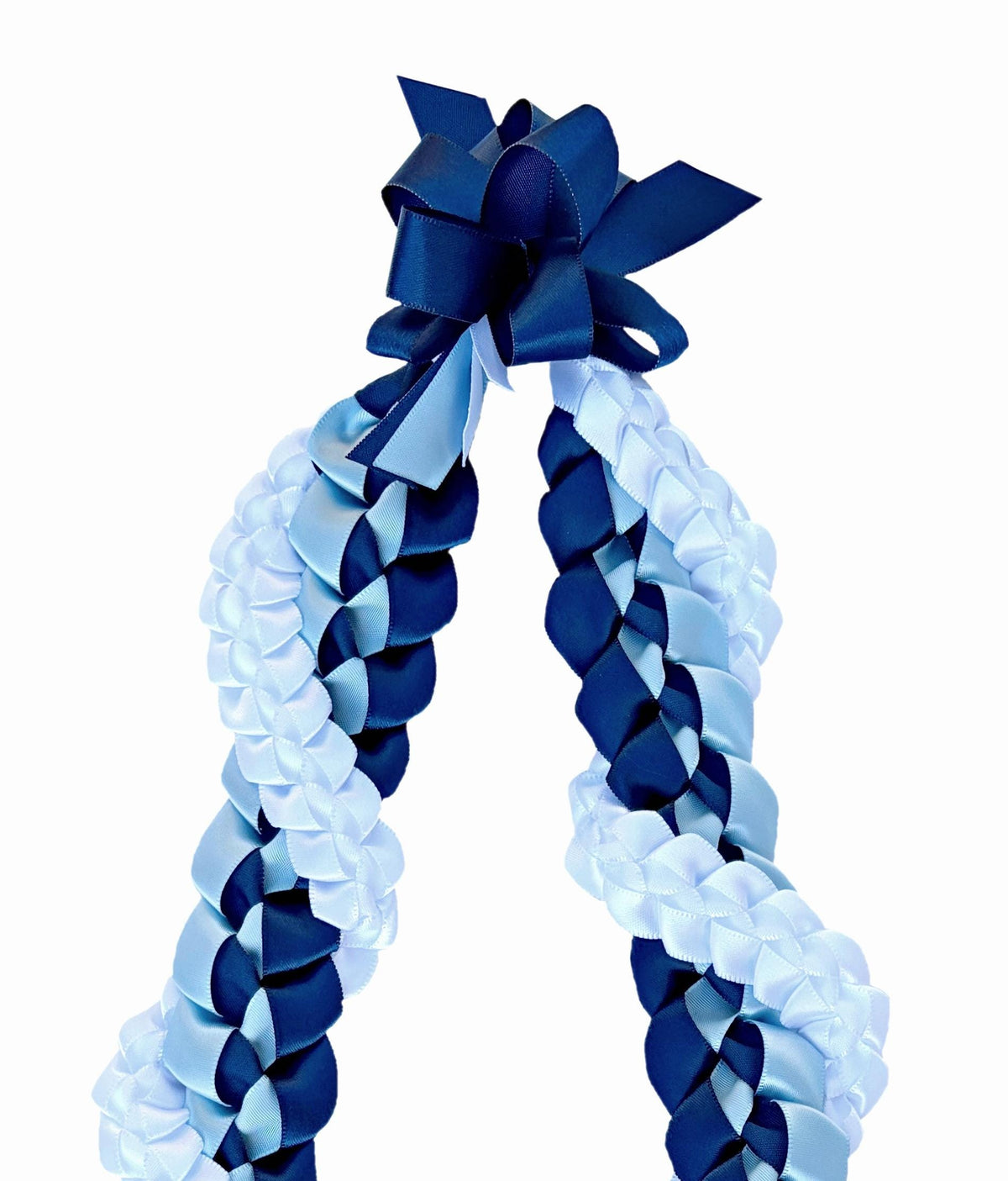Navy Blue, Light Blue, and White Wrap Ribbon Lei